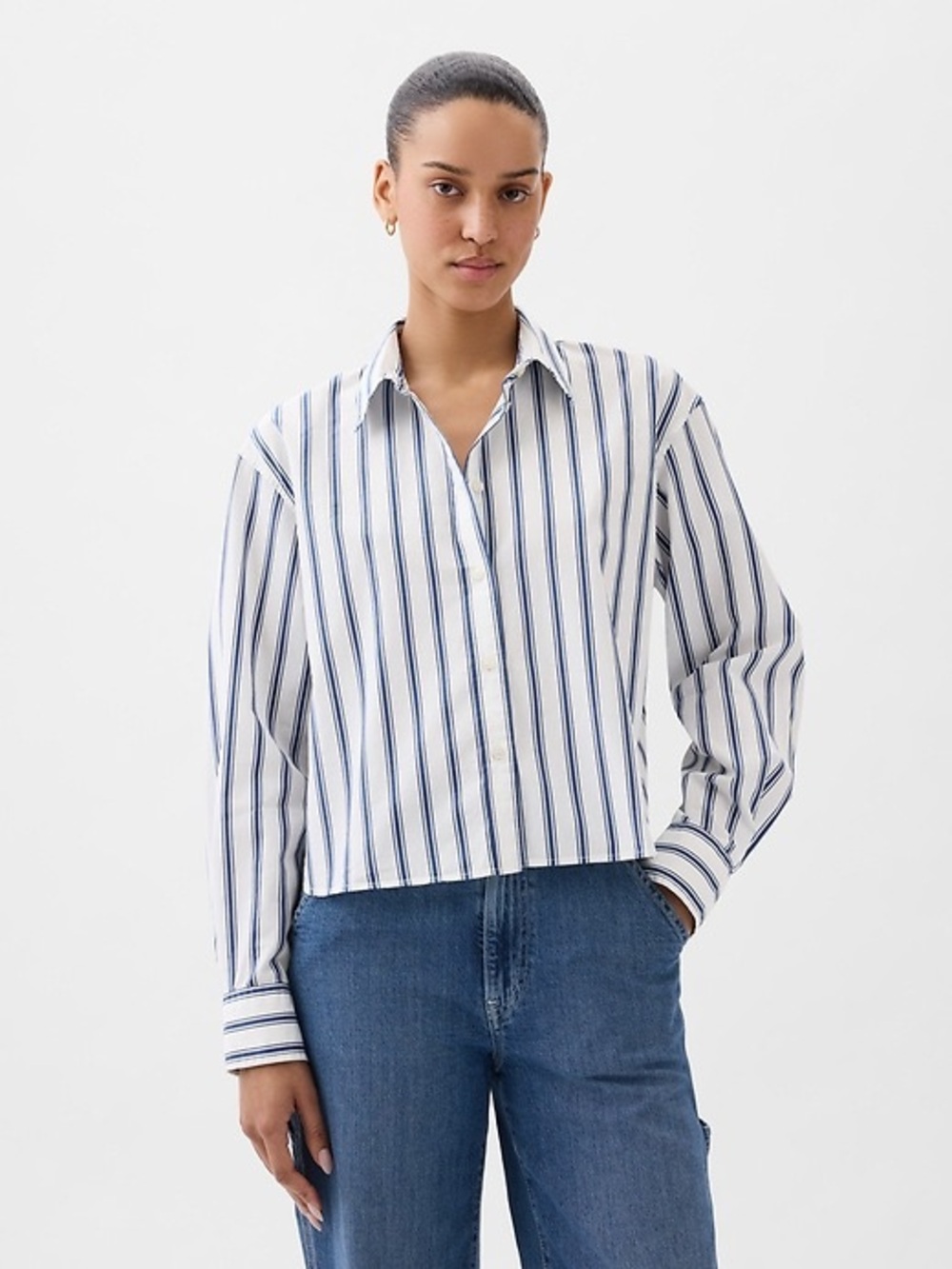 GAP Organic Cotton Poplin Crop Shirt Size XL - C11-815